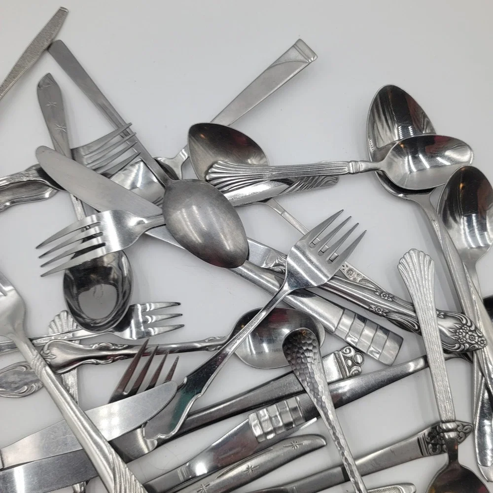 55pc Mixed Bulk LOT Stainless Steel Flatware Assorted Floral Ornate Crafts